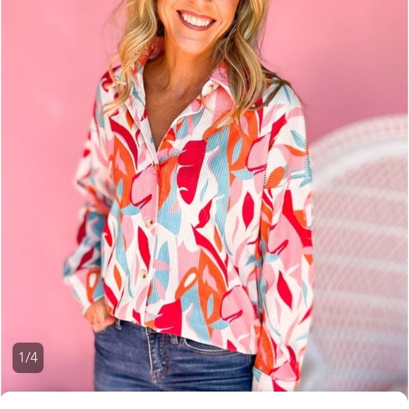 ANDREE BY UNIT Tops - Emily Wonder Colorful Corduroy Shacket